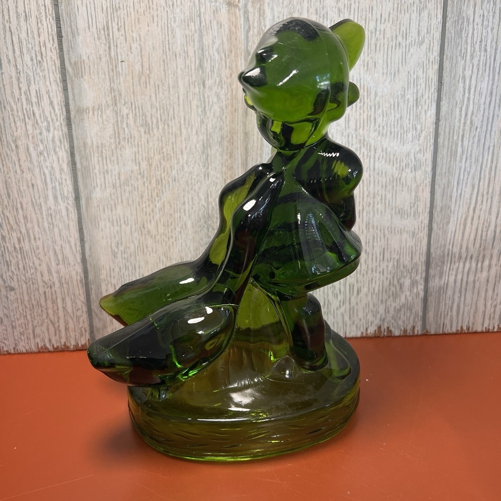 LE Smith Glass Goose Girl Green Figurine LARGE version 7.5" Tall